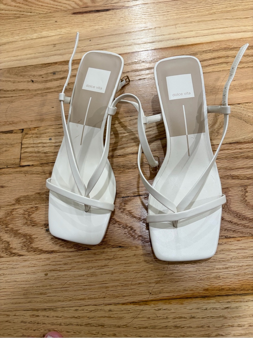 Dolce Vita White Minimalist Strappy Square-Toe Sandals